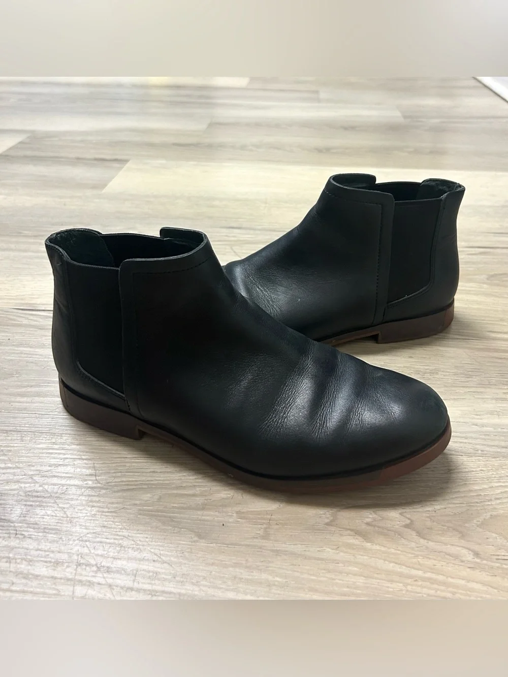 Camper Ankle Boots Bowie Chelsea Black Leather Pull On Flats Women Sz 41 US 10
